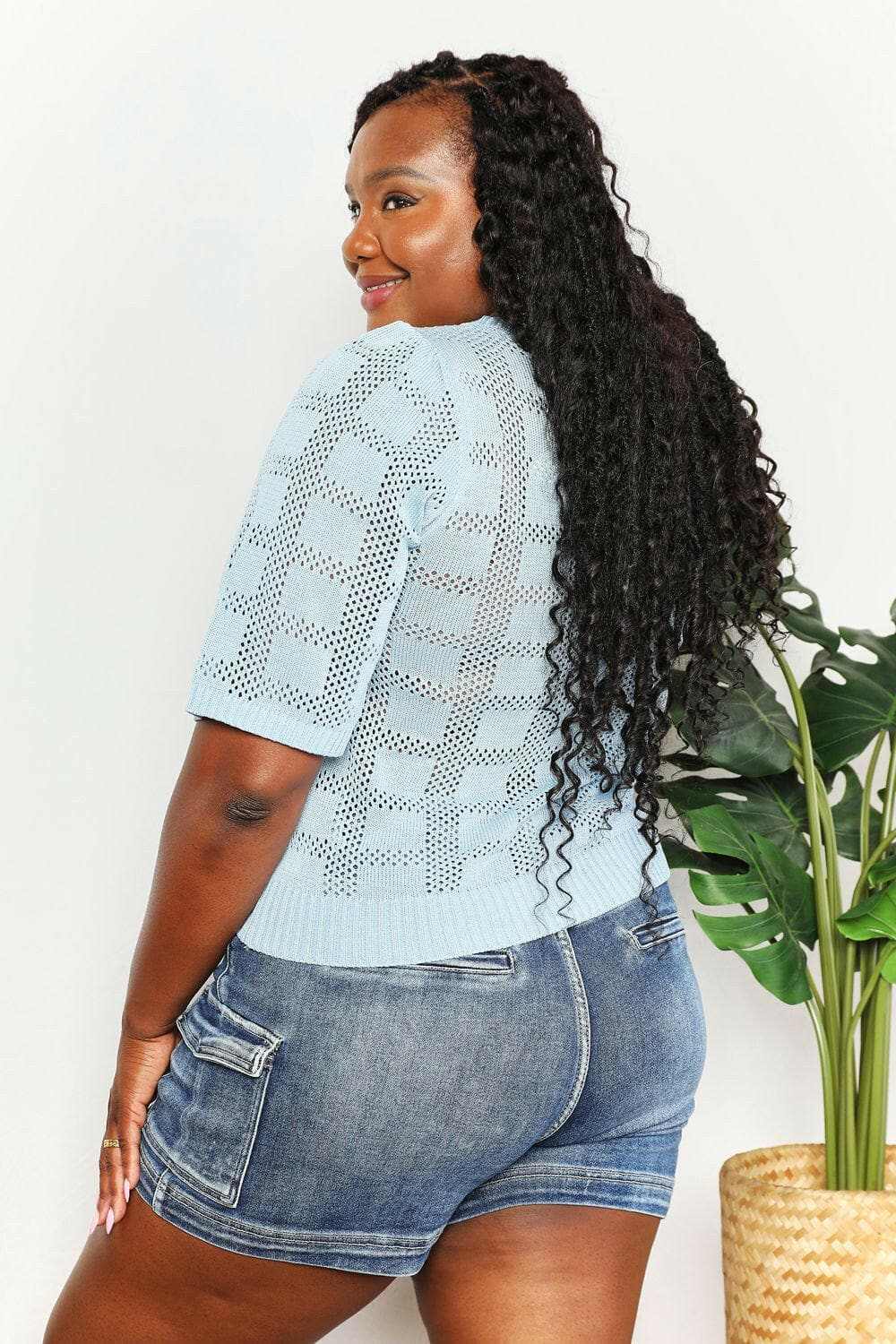 Chic ribbed knit top - round neck - Love Salve